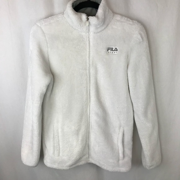 white fuzzy zip up jacket